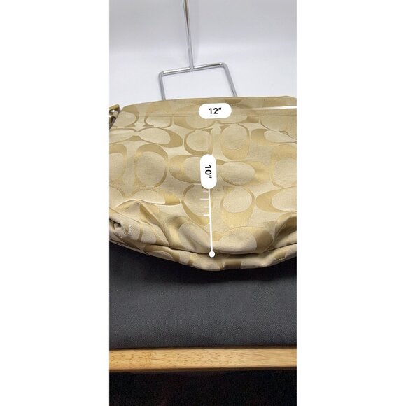 Coach E1159 Beige Signature Canvas & Gold Leather Crossbody Bag Pink Lining - Picture 13 of 13